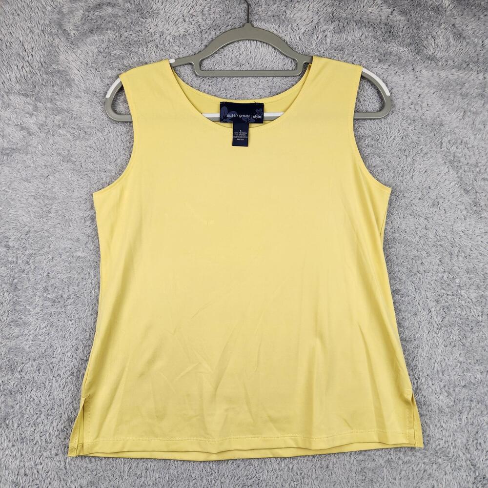 Vintage Susan Graver Tank Top Womens Small Yellow Stretch Summer Y2k Boho Layer